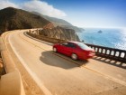 Car crossing the Bixby Bridge, Big Sur, California, USA